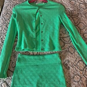 Alexander Wang Jacquard-knit cardigan and Jacquard-knit Skort